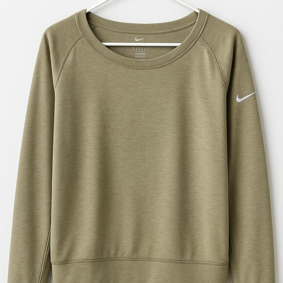 Nike Dri-FIT Olive Green Long Sleeve Pullover Sweatshirt – Women’s Medium - Picture 1 of 2